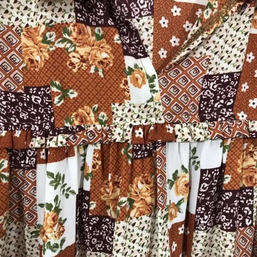 Lightweight Floral Blouse Balloon Sleeve Patchwork Multicolor Women 3X - Picture 7 of 12